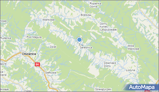 mapa Serednica, Serednica na mapie Targeo